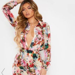 ROSE FEMME RENAISSANCE PRINT OVERSIZED SHIRT & Wide Leg Pants